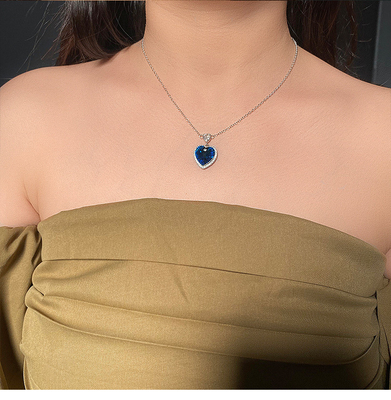 Heart-Shaped Crystal Necklace for Women Simple Style S925 Sterling Silver Grade Jewelry