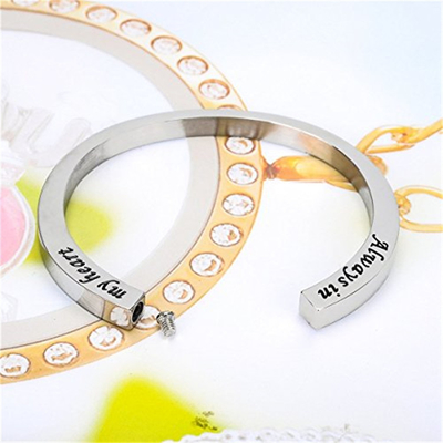Sample Making Cremation Urn Bracelet Engraved Letter Stainless Steel Waterproof Bracelet