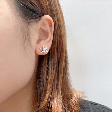 Wedding/Gift S925 Sterling Silver Snowflake Stud Earrings Necklace Set for Retro Look