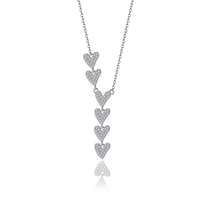 Women's Niche Design Geometric Heart S925 Sterling Full Diamond Necklace for Luxury