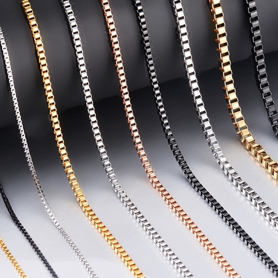 DIY Jewelry Making Men Women 1.1mm/2mm/2.5mm/3mm Stainless Steel Box Chain Necklace