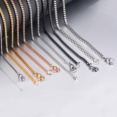 DIY Jewelry Making Men Women 1.1mm/2mm/2.5mm/3mm Stainless Steel Box Chain Necklace