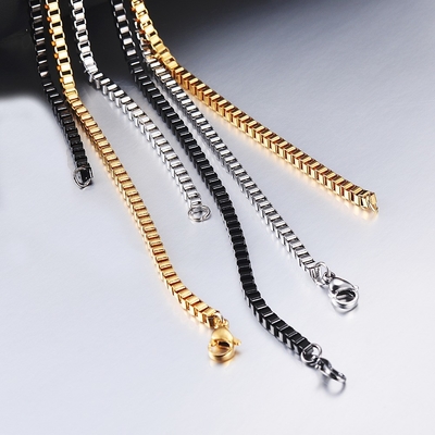 DIY Jewelry Making Men Women 1.1mm/2mm/2.5mm/3mm Stainless Steel Box Chain Necklace