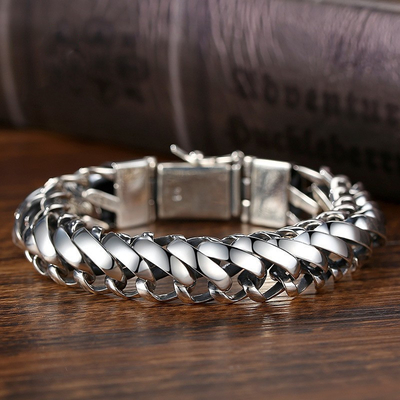 Men's Fashion Retro Bracelet Overbearing and European Version in S925 Sterling Silver