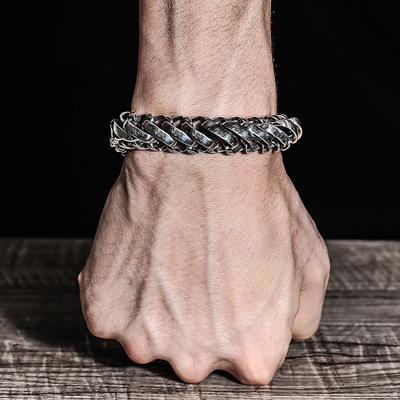 Men's Fashion Retro Bracelet Overbearing and European Version in S925 Sterling Silver
