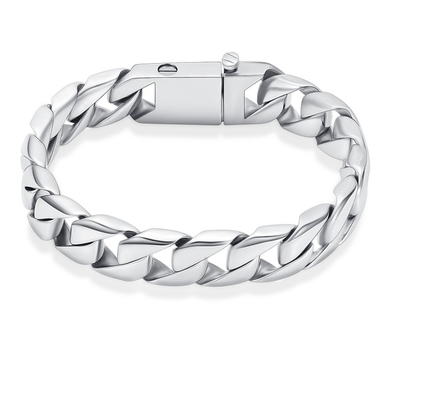 Stainless Steel Men's Curb Chain Bracelet for Ashes Keepsake Picture Inlay Technology CNC