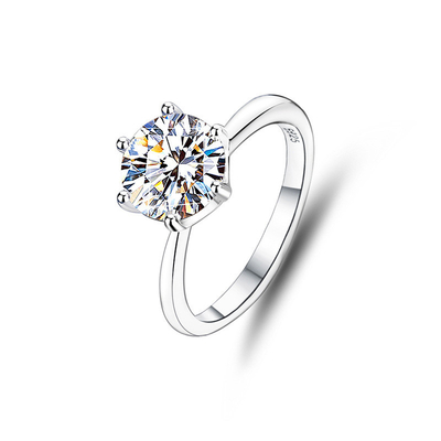 Simple Style 2 Carat D Color Moissanite Engagement Ring with Classic Six Claw Design
