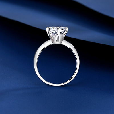 Simple Style 2 Carat D Color Moissanite Engagement Ring with Classic Six Claw Design