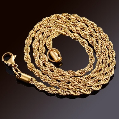 Twisted Rope Necklace Collarbone Chain Stainless Steel Multi-spec Size Hip Hop Twist