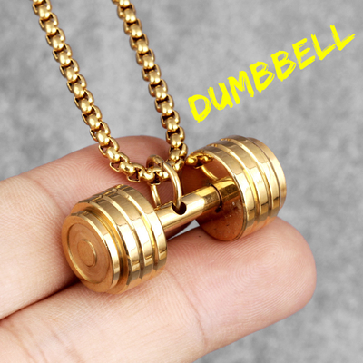 Pendant Jewelry Type Gold Black Dumbbell Fitness Men Necklaces Pendants Chain for Male
