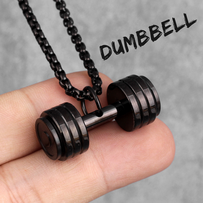 Pendant Jewelry Type Gold Black Dumbbell Fitness Men Necklaces Pendants Chain for Male