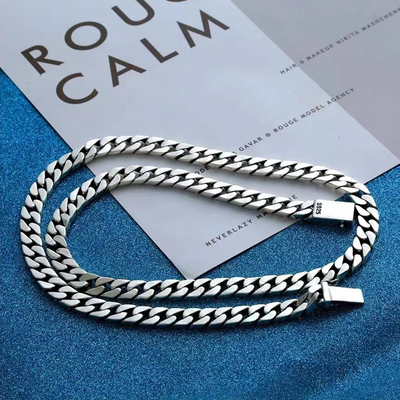 Men's Sterling Silver Ring Set with CNC Inlay Technology and Hip Hop Cuba Long Chain