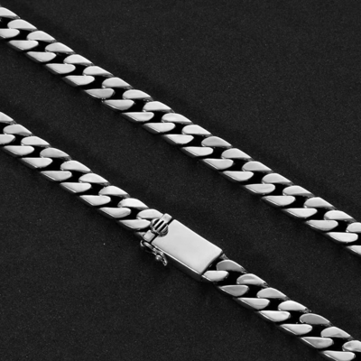 Men's Sterling Silver Ring Set with CNC Inlay Technology and Hip Hop Cuba Long Chain