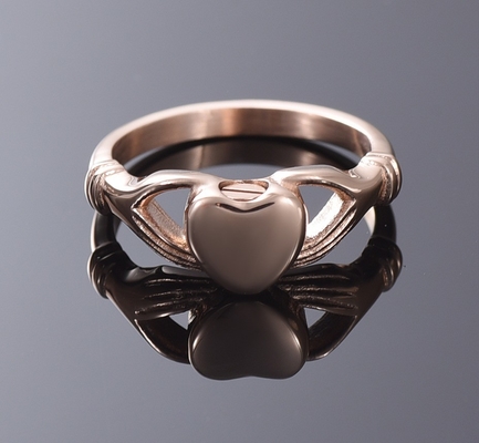 Hand Embrace Heart Shape Cremation Memorial Ring Stainless Steel Urns for Human Ashes