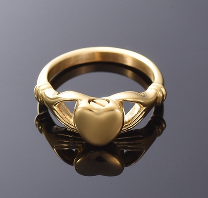 Hand Embrace Heart Shape Cremation Memorial Ring Stainless Steel Urns for Human Ashes