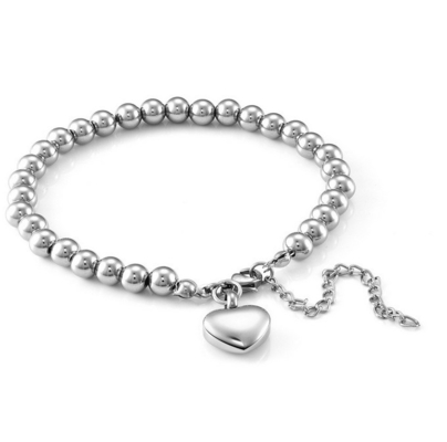 OEM/ODM Smooth Heart-Shaped Ashes Perfume Bottle Memorial Stainless Steel Women's Bracelet