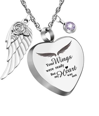 Stainless Steel Heart Urn Necklace 12 Birthstones Cremation Jewelry for Your Loved One