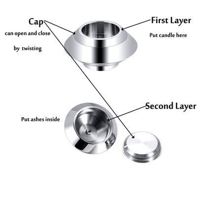 Picture High Polished Candlestick Urn for Human/Pet Ashes Cremation Jewelry Keepsake