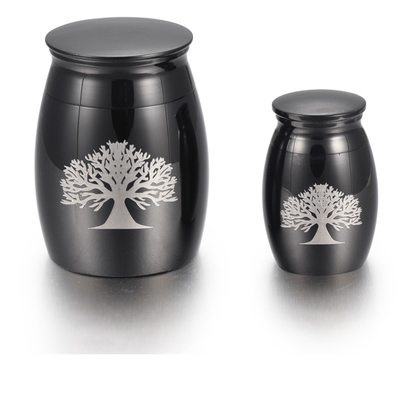 Pet Cremation Jewelry Funeral Urn for Ashes and Hair Keepsake Engravable Black Mini Urn