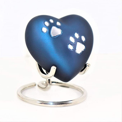 Blue Paw Print Heart Shaped Pet Urn Unique Design and Excellent for Your Furry Friend