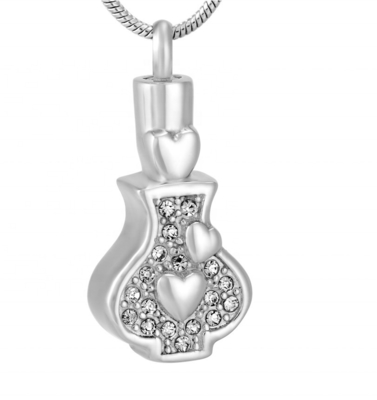 Stainless Steel Mini Heart Necklace Crystal Vase Pendant for Cremation Ashes Keepsake