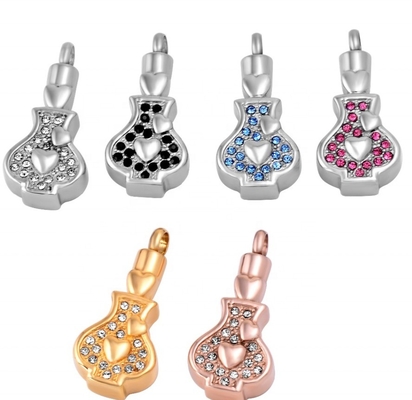Stainless Steel Mini Heart Necklace Crystal Vase Pendant for Cremation Ashes Keepsake