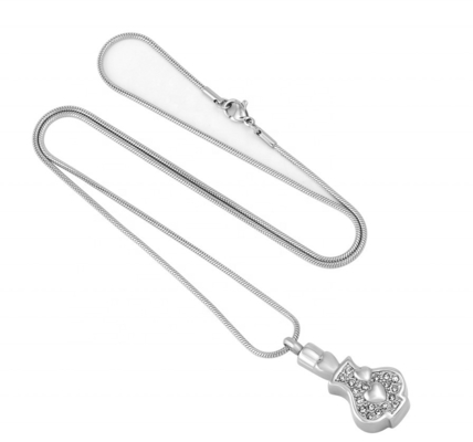 Stainless Steel Mini Heart Necklace Crystal Vase Pendant for Cremation Ashes Keepsake