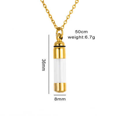 Stainless Steel Open Transparent Cylinder Pendant Perfume Bottle for Picture Display