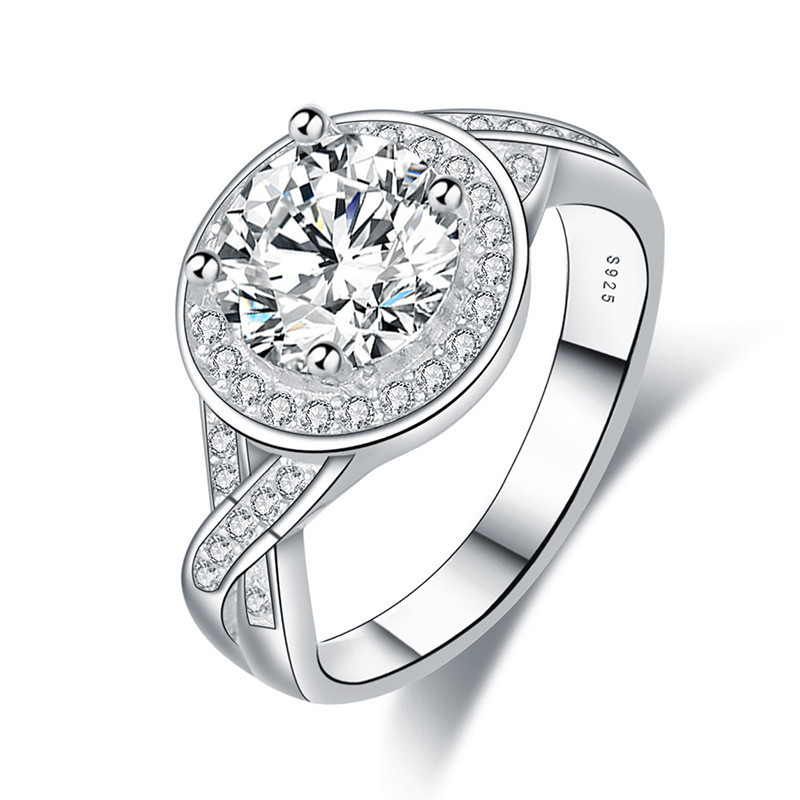 Elegant Letter Zircon S925 Sterling Silver Ring with Eight Hearts Eight Arrows Design