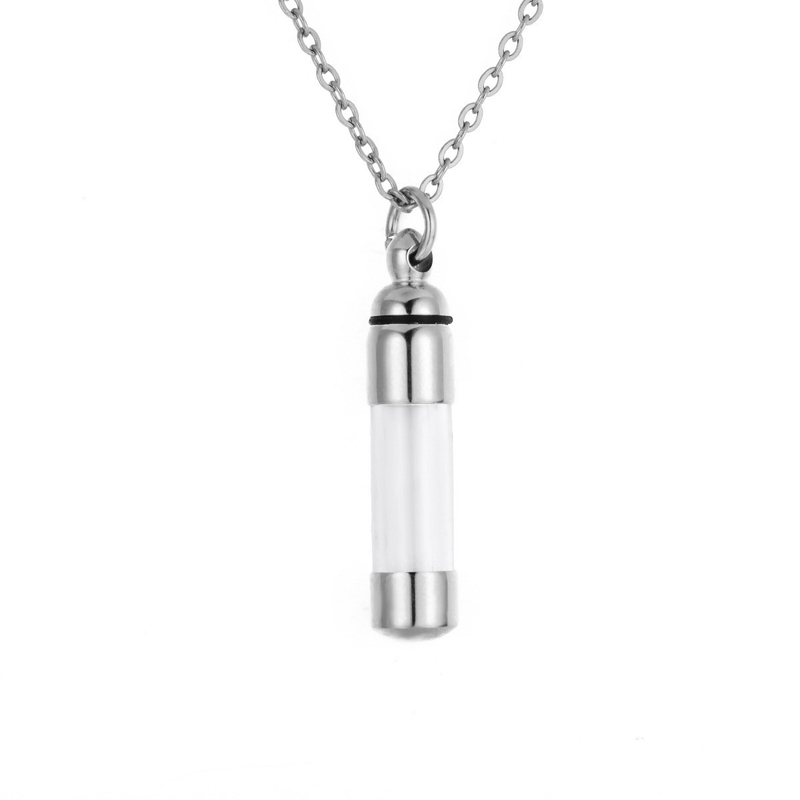 Stainless Steel Open Transparent Cylinder Pendant Perfume Bottle for Picture Display